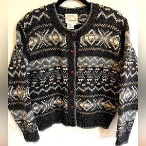 Vintage NINON de Lenelos Woodblend Boxy Cardigan Nordic Inspired Medium